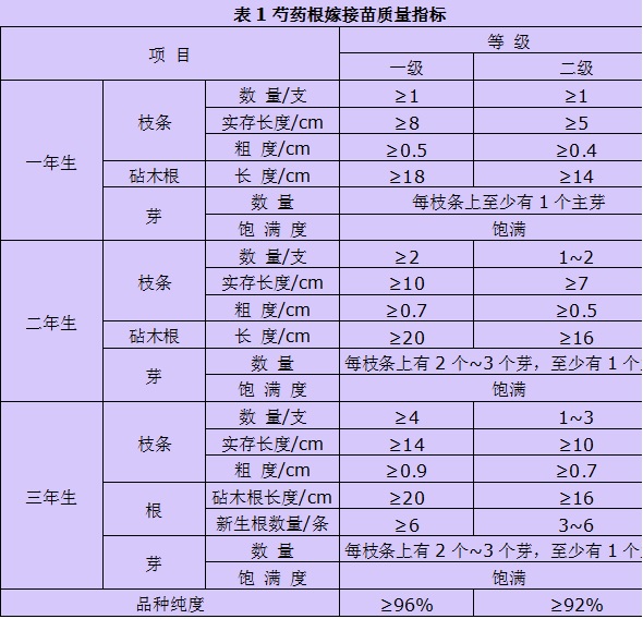 牡丹嫁接苗质量评价标准