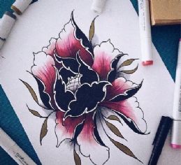 牡丹花纹身手稿图片大全_牡丹花纹身代表的意义